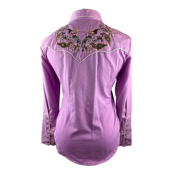 Scully Floral Embroidered Snap Front Cowgirl Shirt Western Top Women's Medium - Picture 11 of 16